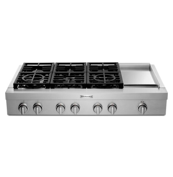 KCGC558JSS Parrilla de Gas Kitchenaid Profesional 48" 6Q y Plancha Acero Inoxidable